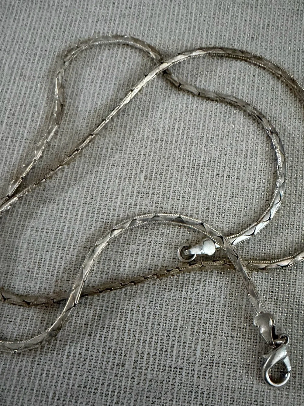Classic Silver-Tone Flat Herringbone Necklace - Women Jewelry